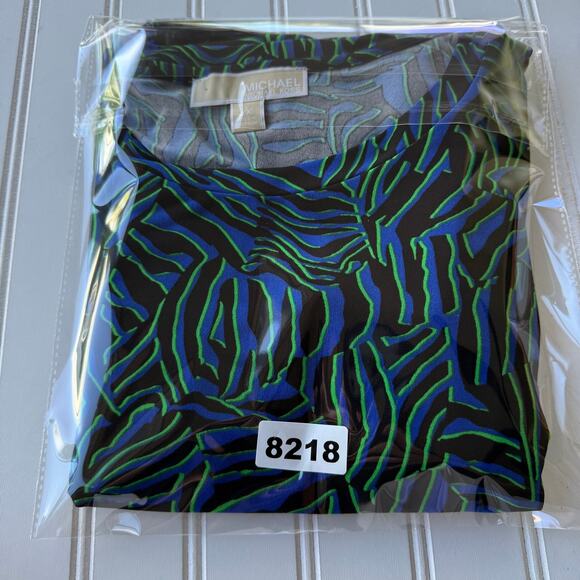 Michael Kors Liquid Knit blue black short sleeve blouse size 3X - Picture 10 of 10